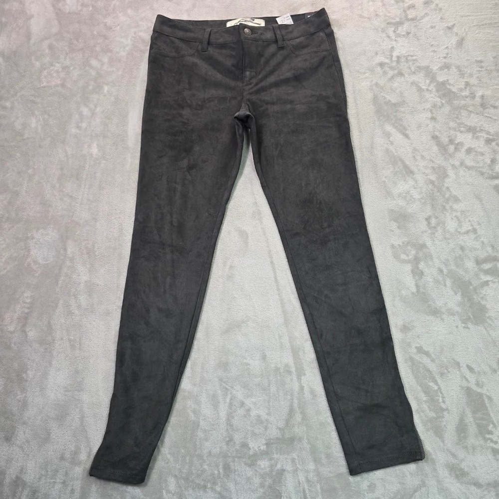 Abercrombie & Fitch Super Skinny Faux Suede Pants Grey Ankle Zip Womens 4 27